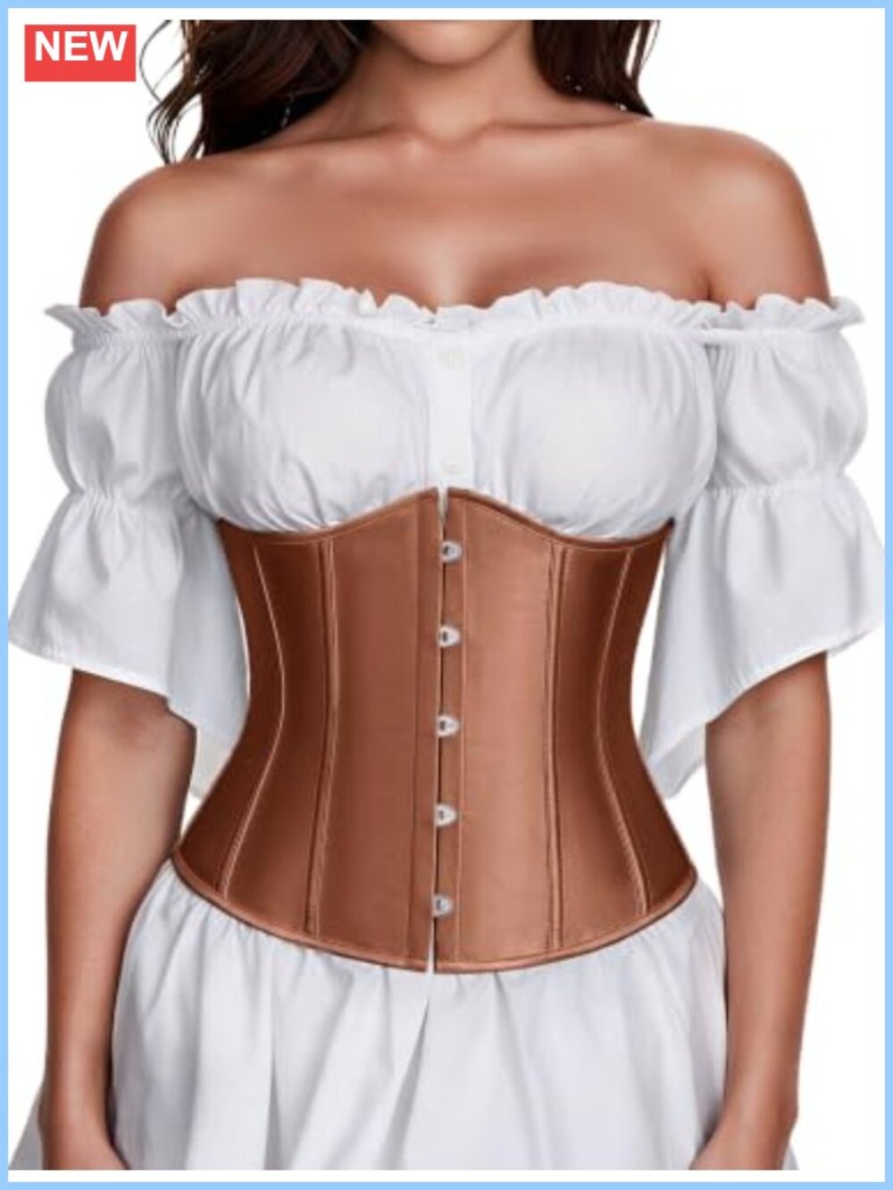 Underbust Corset Top Steel Boned Lace Up Renaissance Costume Bustier